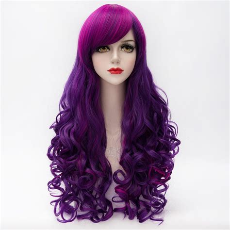 long purple hair wig